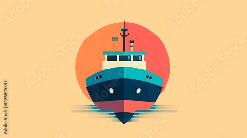 Obraz na płótnie ship with red and pink lines. w salonie
