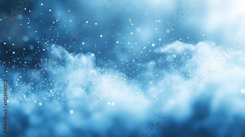 Mystical blue smoke,  shimmering particles