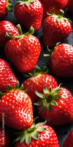 Fresh strawberry fruits food background. Top view, flat lay