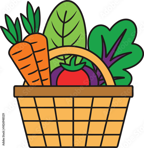 Colorful Basket of Fresh Vegetables Representing Healthy Organic Produce

