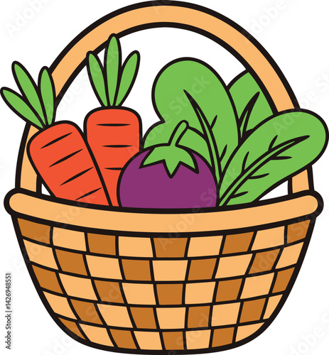 Colorful Basket of Fresh Vegetables Representing Healthy Organic Produce

