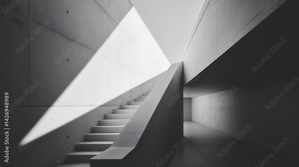Fototapeta premium Architectural minimalism in stark contrast of light and shadow within modern structure