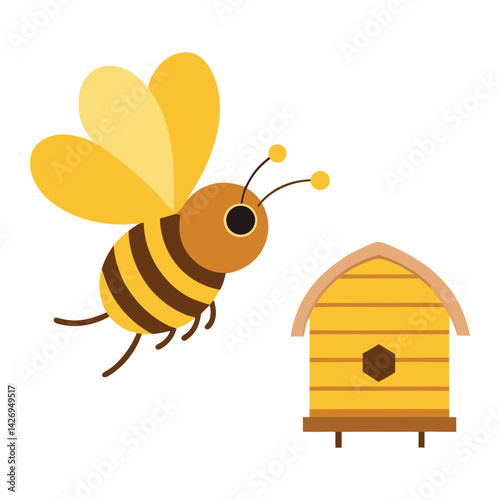 Illustrated Honeybee Targeting Its Hive