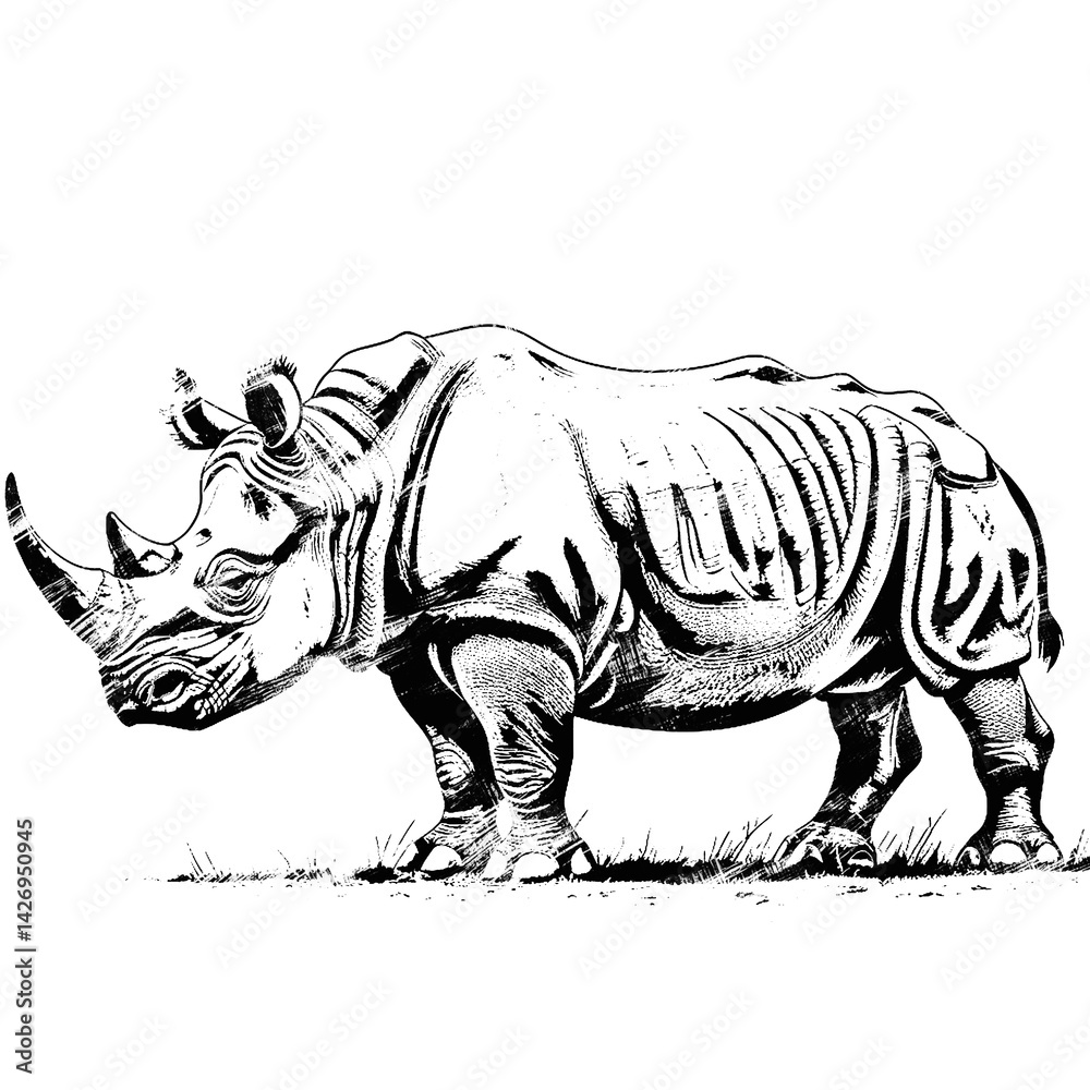 Fototapeta premium white rhino vector illustration