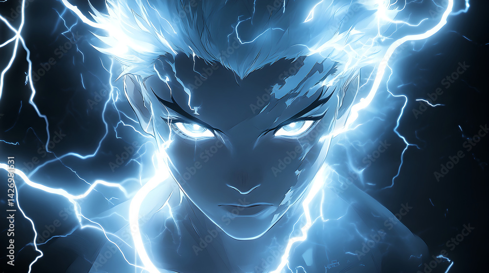 Obraz premium blue lightning background