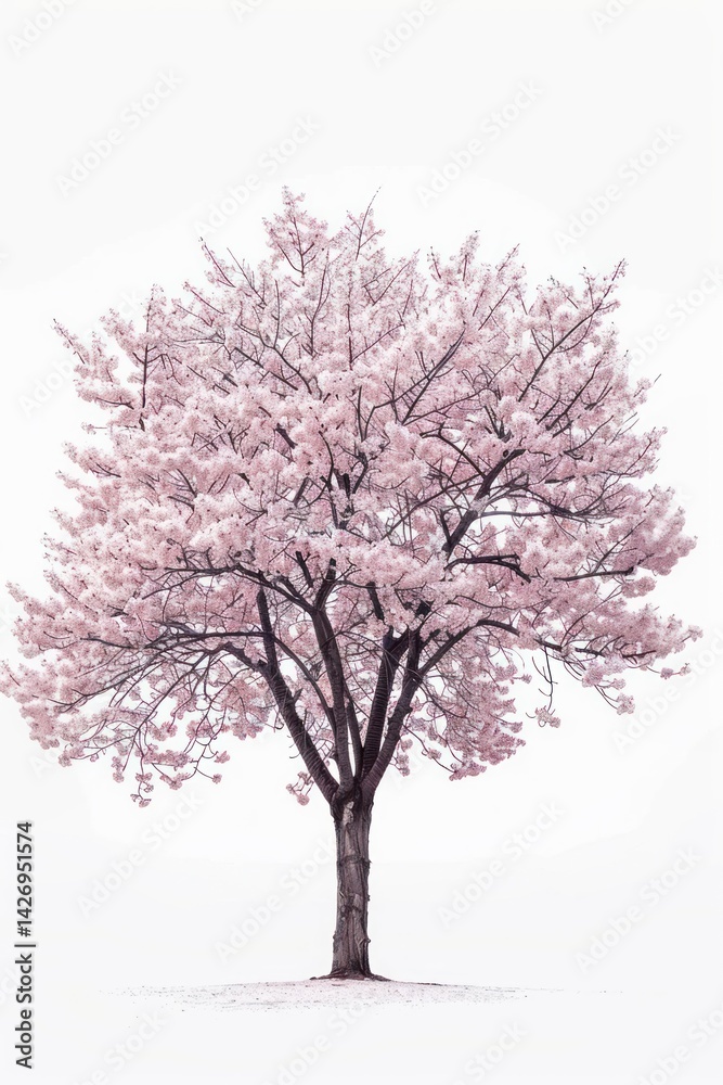 Fototapeta premium Serene blooming cherry blossom tree
