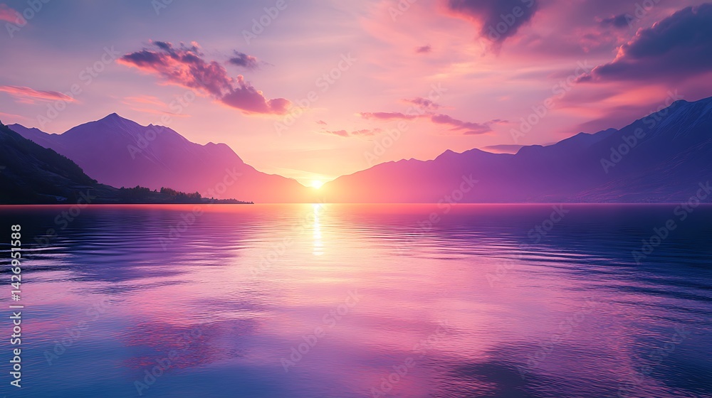 Obraz premium Dramatic sunset with dark clouds and fiery red tones in sky high resolution picture