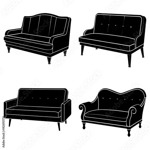 Convertible Sofa silhouette vector