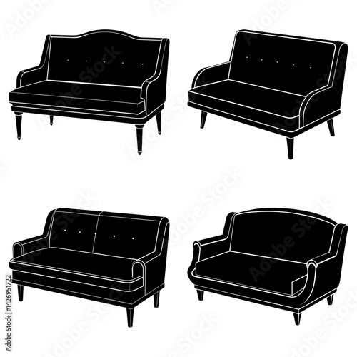 Convertible Sofa silhouette vector