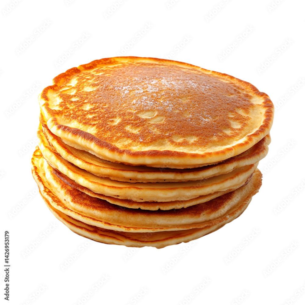 Stack of Golden Pancakes with Syrup Against Transparent Background Stack of Golden Pancakes with Syrup Against Transparent Background