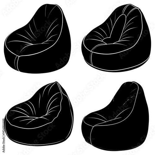 Bean Bag Lounger silhouette vector