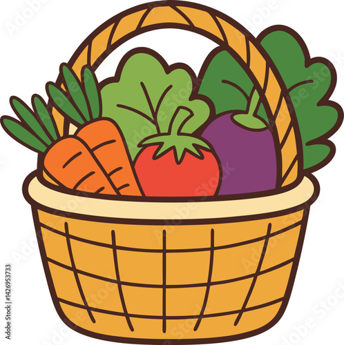 Colorful Basket of Fresh Vegetables Representing Healthy Organic Produce

