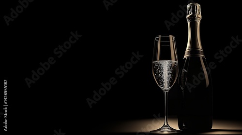 Obraz na płótnie champagne bottle with glass and two glasses w salonie