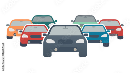 cars in a traffic jam, traffic jam,  view straight