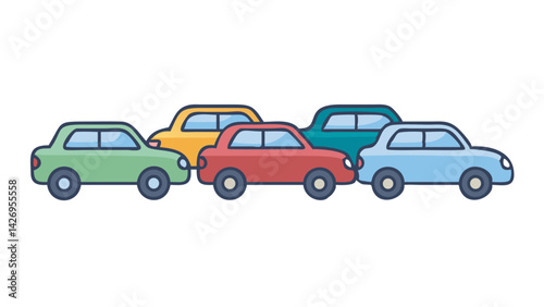 cars in a traffic jam, traffic jam, side view