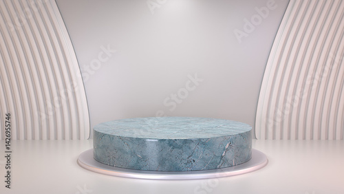 Blank podium display. Minimalist pedestal or showcase scene for present product and mock up. product display podium. 3d rendering geometric forms.