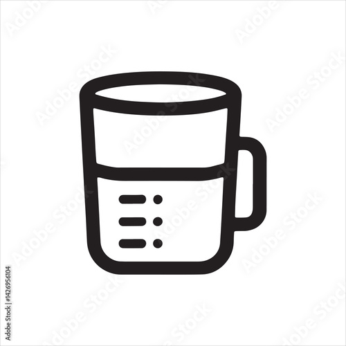 Minimalist measuring cup vector icon for kitchen, cooking, diet, nutrition, food prep, and healthy lifestyle themes