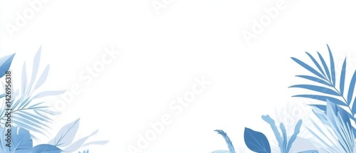 Wallpaper Mural Elegant Blue Botanical Frame with Tropical Leaves for Summer Wedding Invitation or Modern Background Design Torontodigital.ca