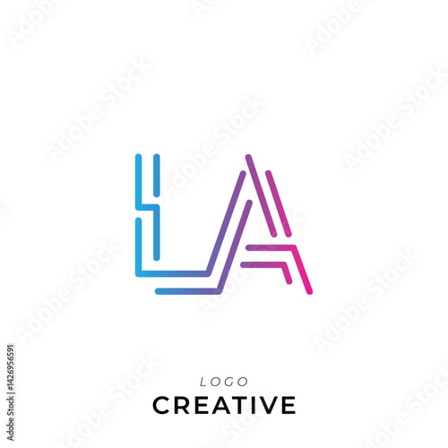 LA Creative Premium Vector latter logo design. Creative Logo. Vector Illustration logo. letters Logo. Creative Logo. Minimal feminine monogram and logo. Elegant leaves. Modern design	