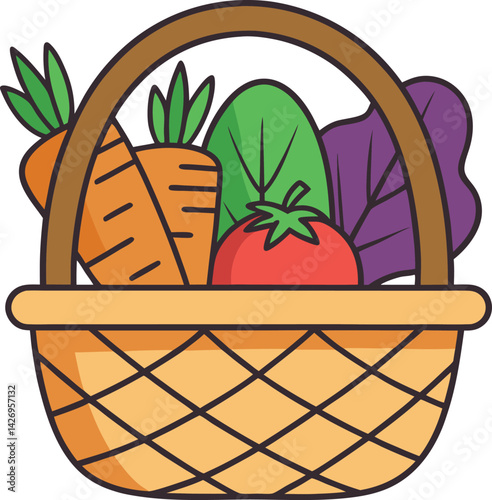 Colorful Basket of Fresh Vegetables Representing Healthy Organic Produce

