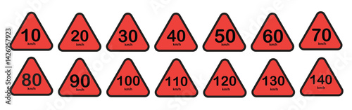 traffic speed limit signs vector icon set