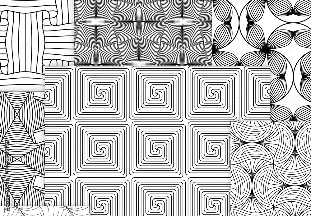 Pattern Using Solid Shapes Seamless Pattern Collection with Simple Black and White Geometric ...