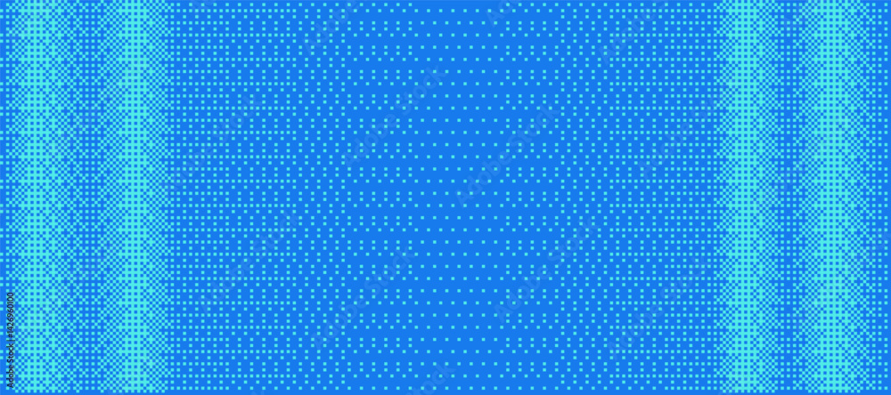 Halftone texture with blue gradient in grunge style. Retro geometric pattern. Bitmap background with stripes