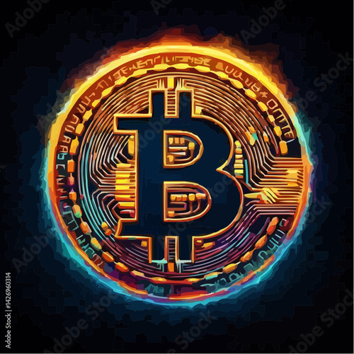 
representation of a bitcoin coin with a transparent background 66