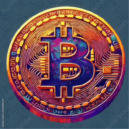 
representation of a bitcoin coin with a transparent background 64