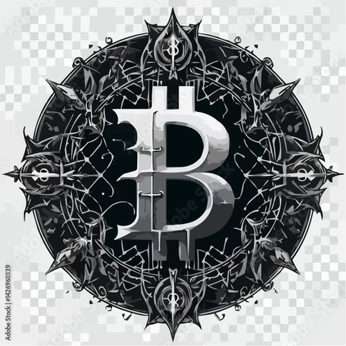 
representation of a bitcoin coin with a transparent background 63