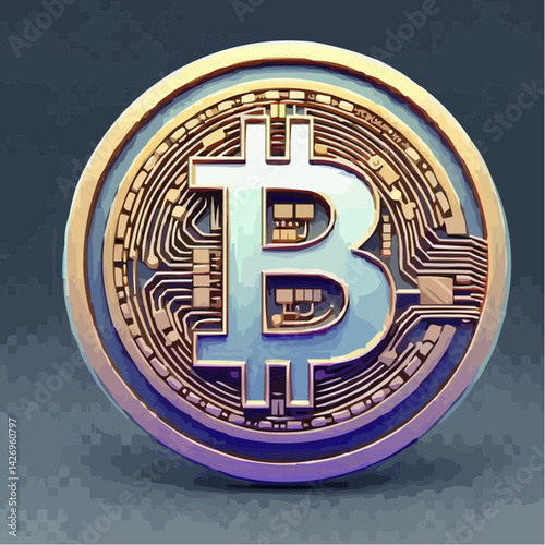 
representation of a bitcoin coin with a transparent background 25