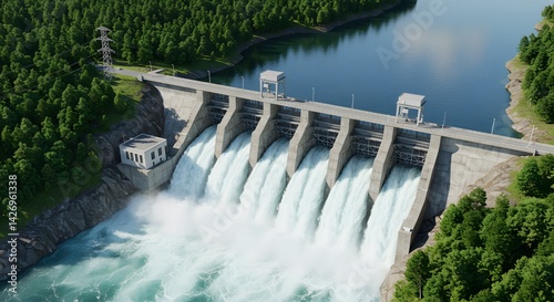 Hydroelectric Dam Power Generation Renewable Energy Water Resource Aerial View