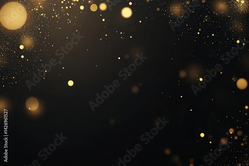 Golden bokeh lights glowing softly on dark background with festive atmosphere · Ideal for holiday promotions, Christmas visuals, celebration campaigns, event branding, and festive advertising
