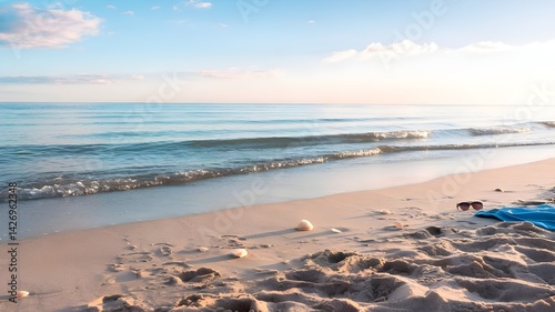 A beautiful view of sea and beach in sunlight and beautiful view of sky.