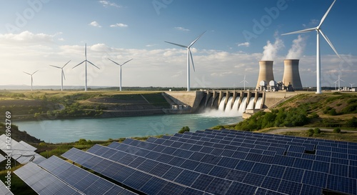 Sustainable Energy Solar Wind Hydro Power Generation