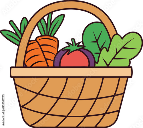 Colorful Basket of Fresh Vegetables Representing Healthy Organic Produce

