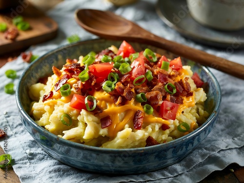 Loaded Mashed Potatoes with Bacon, Cheese & Veggies | Hearty Comfort Bowl