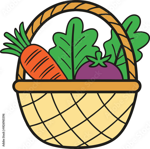Colorful Basket of Fresh Vegetables Representing Healthy Organic Produce

