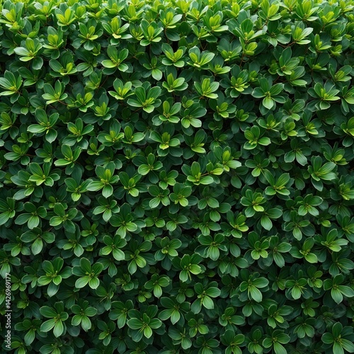 Wallpaper Mural Close-up shot of green boxwood hedge texture. Artificial foliage background offers vibrant, fresh design. Suitable for home decor, garden landscapes, ecological concept, eco friendly products, Torontodigital.ca