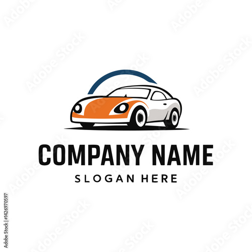 Simple car logo with company name and slogan