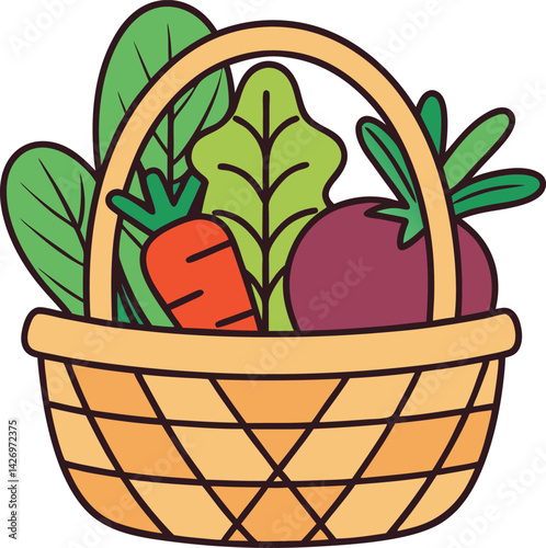 Colorful Basket of Fresh Vegetables Representing Healthy Organic Produce

