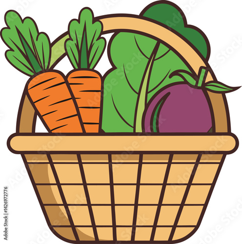 Colorful Basket of Fresh Vegetables Representing Healthy Organic Produce

