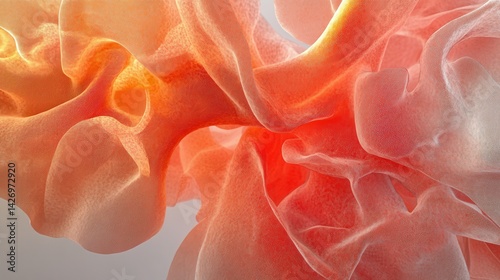 Detailed abstract visualization of human lung anatomy showcasing realistic textures and anatomical structures, blending scientific accuracy with artistic interpretation. photo