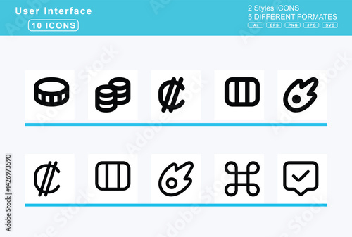 Set of 5 rounded user interface icons,coffee, beans, pot, coffin, cross, coin