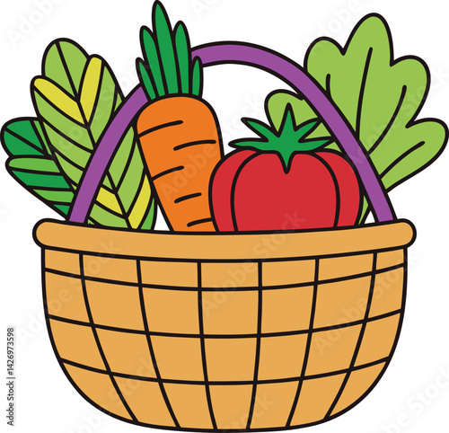Colorful Basket of Fresh Vegetables Representing Healthy Organic Produce

