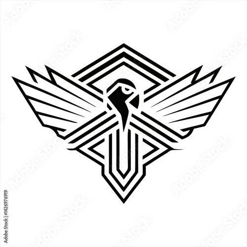 A minimalist eagle logo art illustration