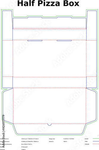 Half Pizza Box Die Cut Template Blueprint For Packaging Design And Production