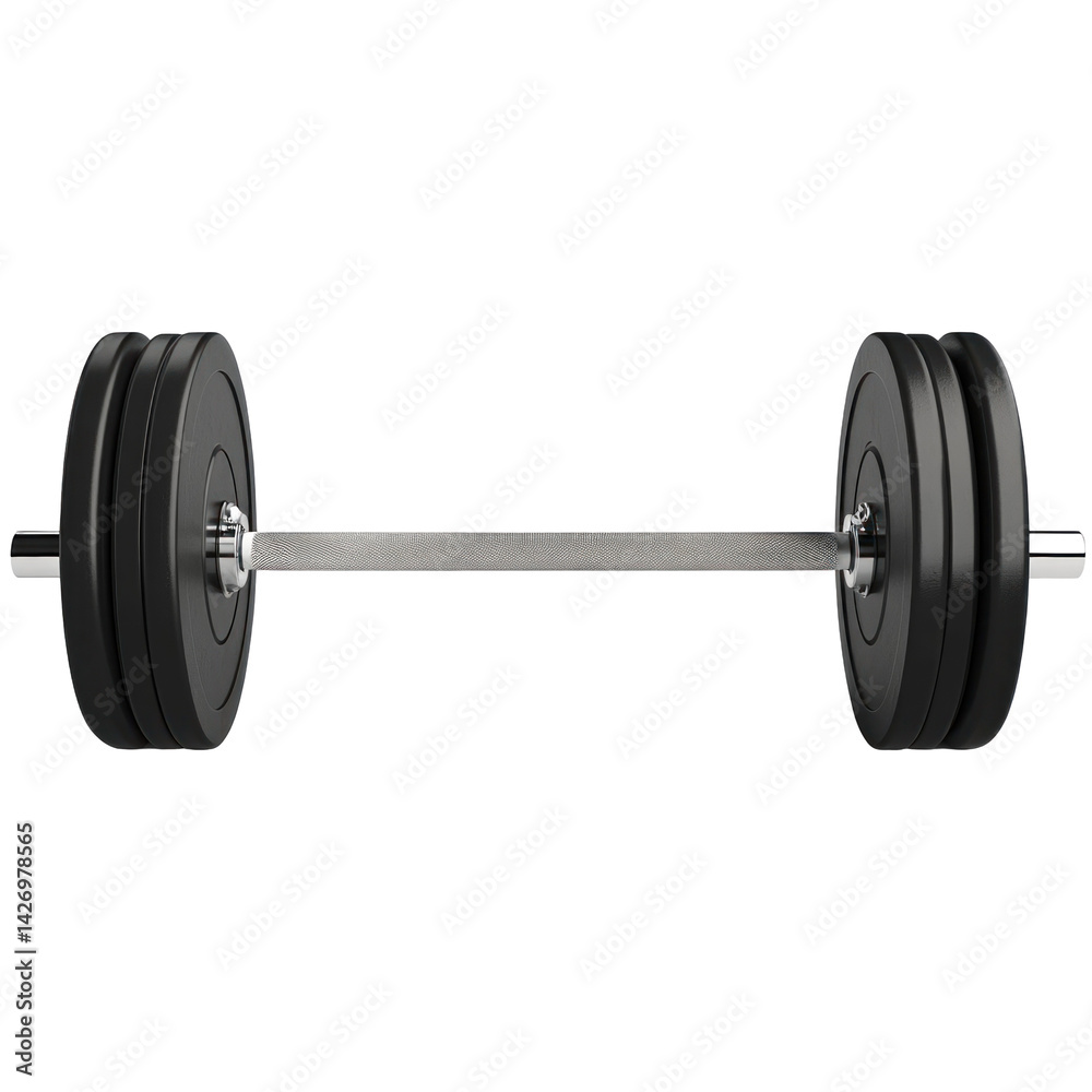 Clean Barbell With Rubber Bumper Plates isolated on a transparent background Clean Barbell With Rubber Bumper Plates isolated on a transparent background