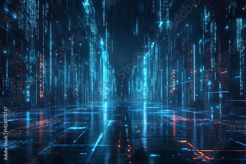 Futuristic Cyberpunk Cityscape With Neon Lights photo