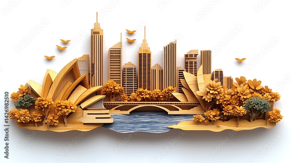 Fototapeta premium Beautiful wood Sydney skyline landscape high resolution picture